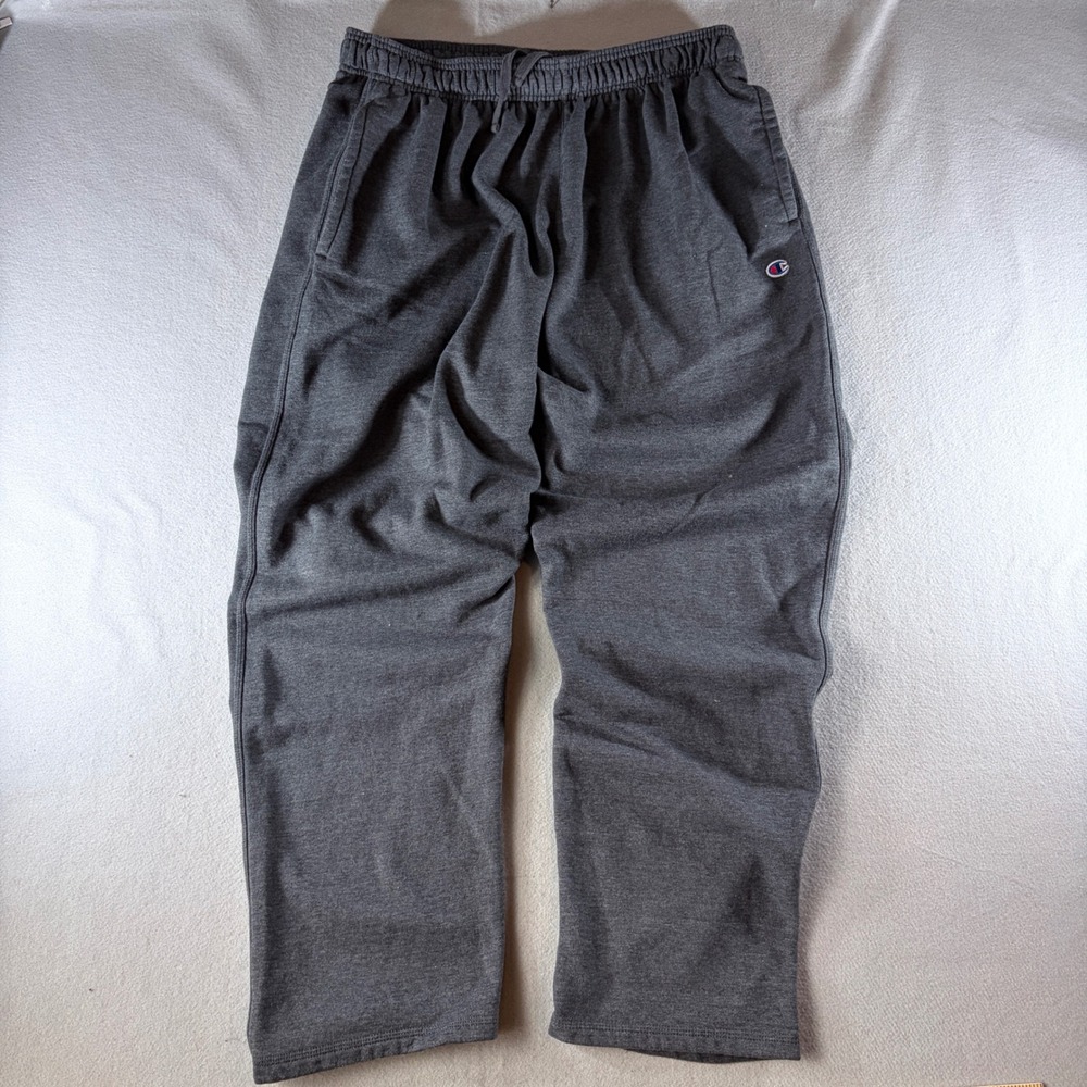 Champion Mens 2XL Gray Fleece Sweatpants Elastic Waist Drawstring Pockets P7308
